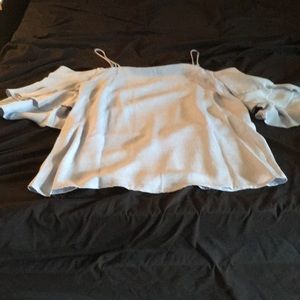 Baby blue flutter sleeve top